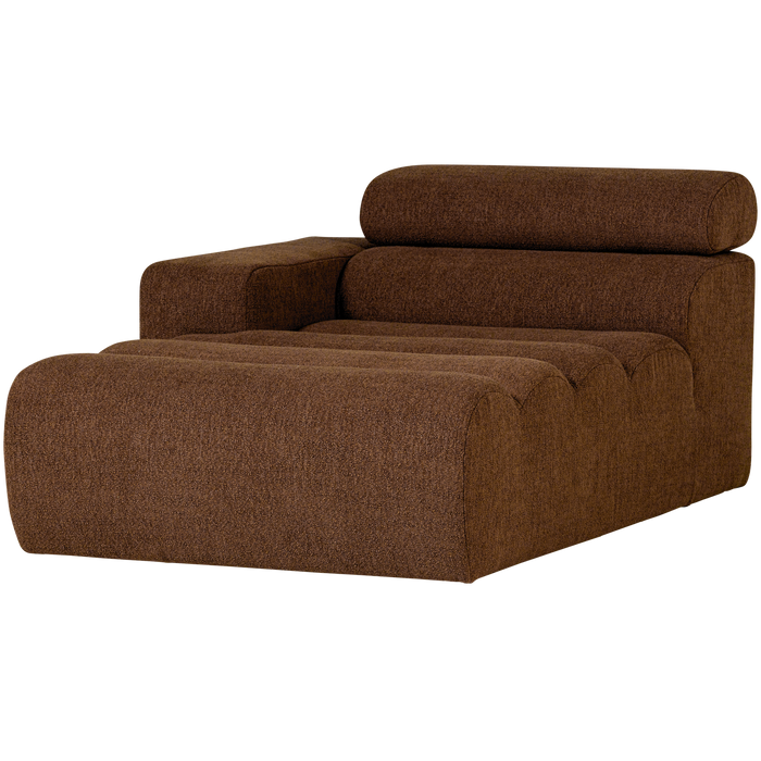 WOOOD Novi Chaise Longue Element Arm Links - Polyester- Karamelbruin