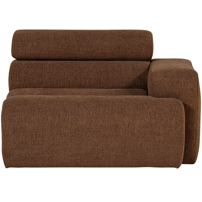 WOOOD Novi 1-Zits Element Bank Arm Rechts - Polyester - Mokkabruin