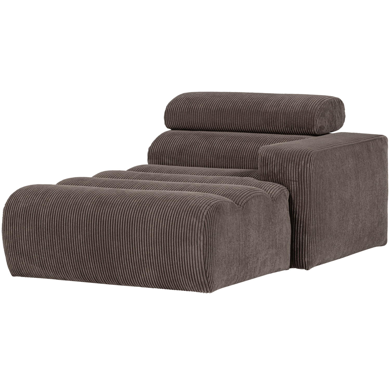 WOOOD Novi Chaise Longue Element Arm Rechts - Ribstof - Grijsbruin
