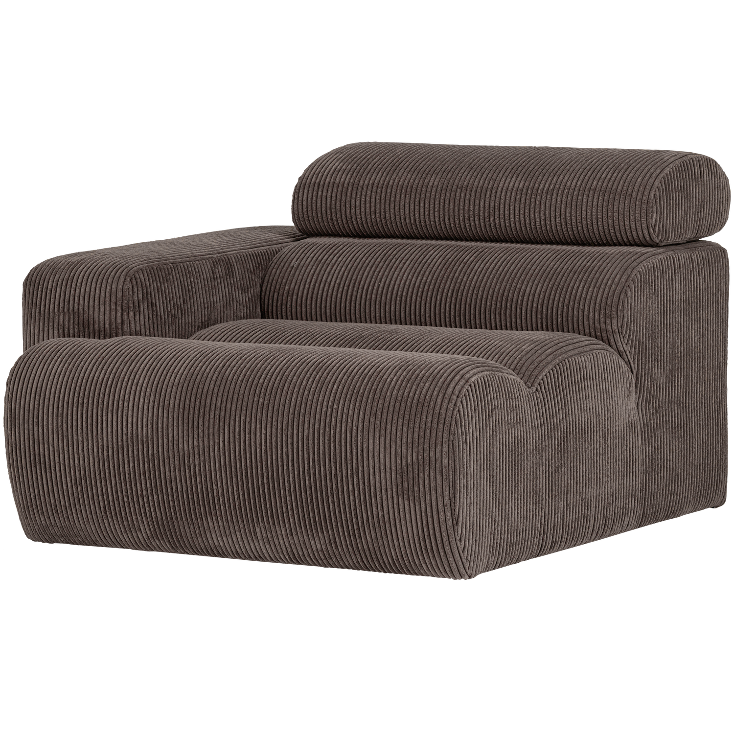 WOOOD Novi 1-Zits Element Bank Arm Rechts - Ribstof - Grijsbruin