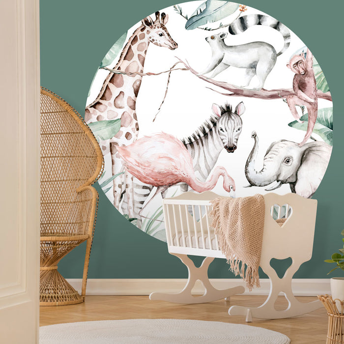 Daring Walls Behangcirkel Watercolor Savanna - white