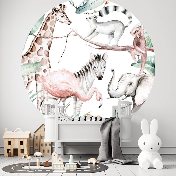 Daring Walls Behangcirkel Watercolor Savanna - white