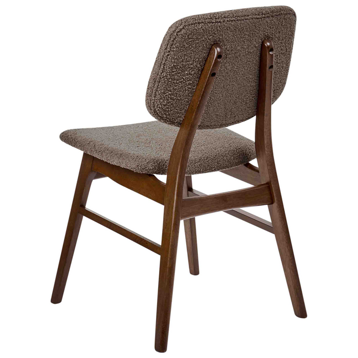 Beliani-ELAINE-Eetkamerstoel set van 2-Taupe-Donker hout|Bouclé