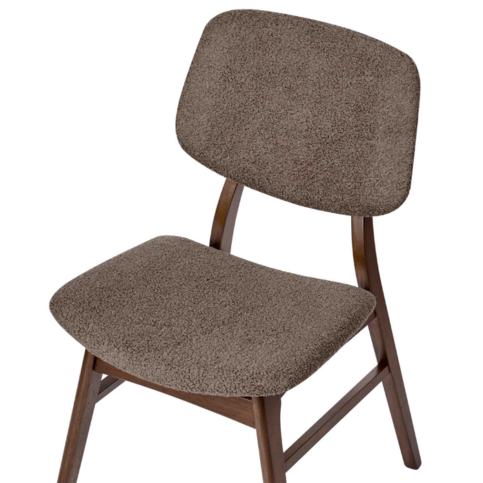 Beliani-ELAINE-Eetkamerstoel set van 2-Taupe-Donker hout|Bouclé