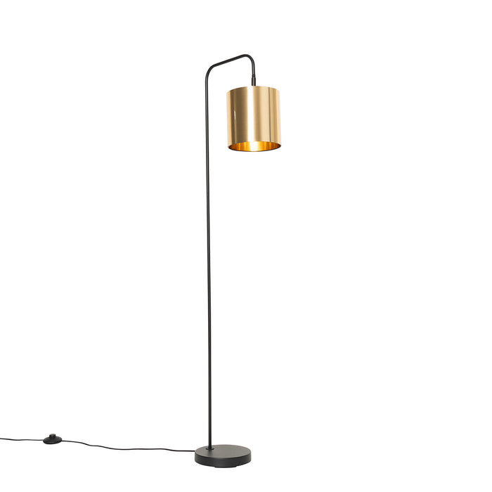QAZQA Smart vloerlamp zwart met goud incl. Wifi A60 - Lofty