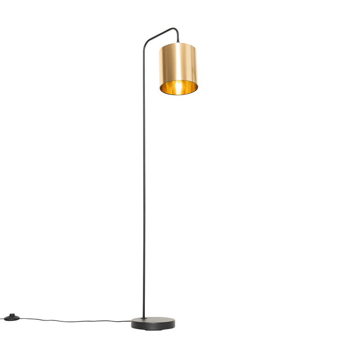 QAZQA Smart vloerlamp zwart met goud incl. Wifi A60 - Lofty