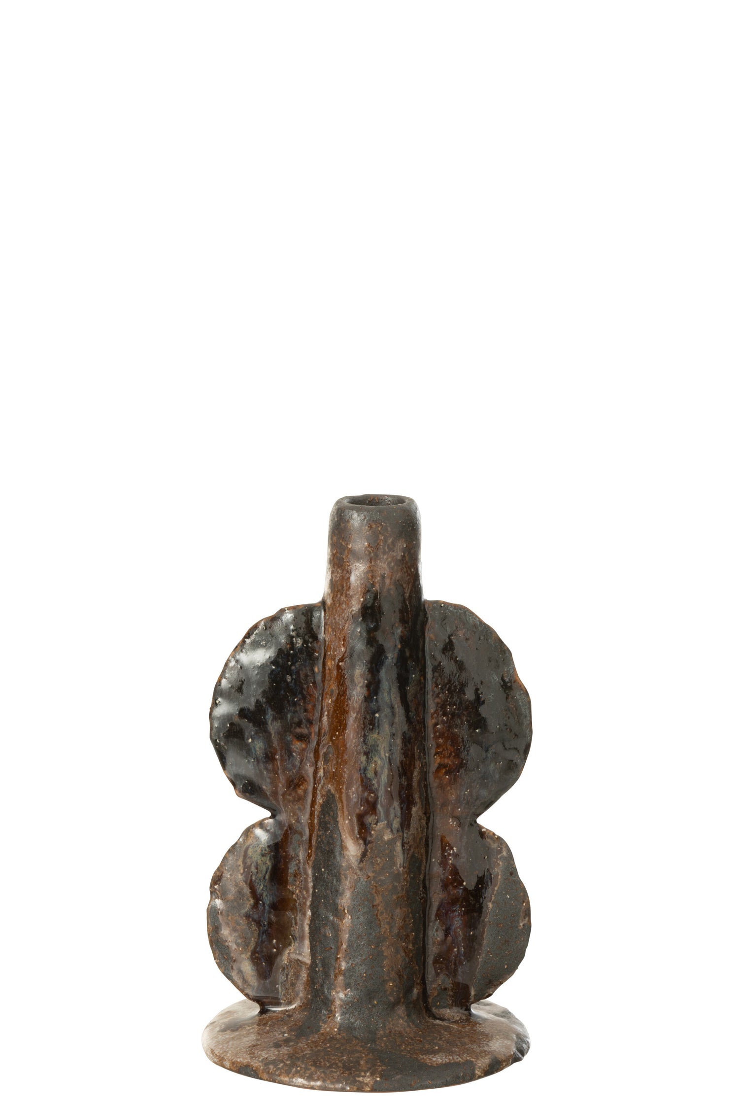 J-Line vaas Naga - keramiek - zwart|bruin - small - 20 cm ho