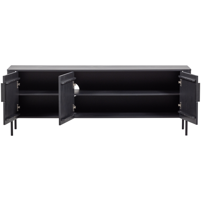 WOOOD Gunnar Tv Meubel - Grenenhout - Matzwart - 56x154x44