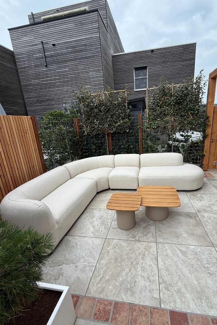 Madeira ronde hoekbank links + tussenelement - Naturel Sunbrella