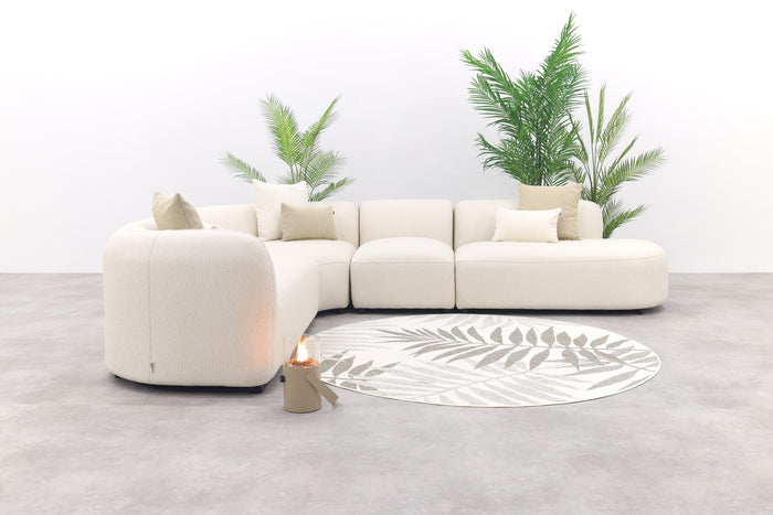Madeira ronde hoekbank links + tussenelement - Naturel Sunbrella