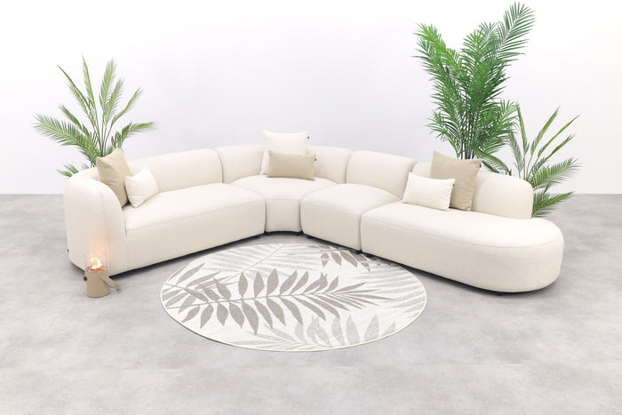 Madeira ronde hoekbank links + tussenelement - Naturel Sunbrella