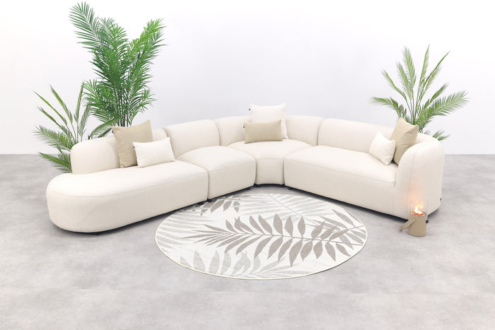 Madeira ronde hoekbank rechts + tussenelement - Naturel Sunbrella