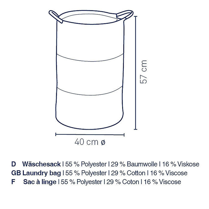 Wasmand, 40 x 57 cm, Rond, Wit|Zwart - Kela | Hedda