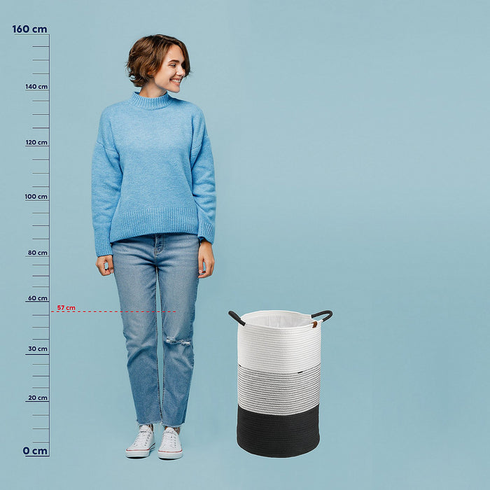 Wasmand, 40 x 57 cm, Rond, Wit|Zwart - Kela | Hedda