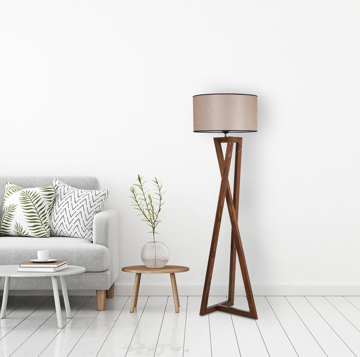 Asir | Vloerlamp | Okkernoot - 45 x 45 x 149 cm