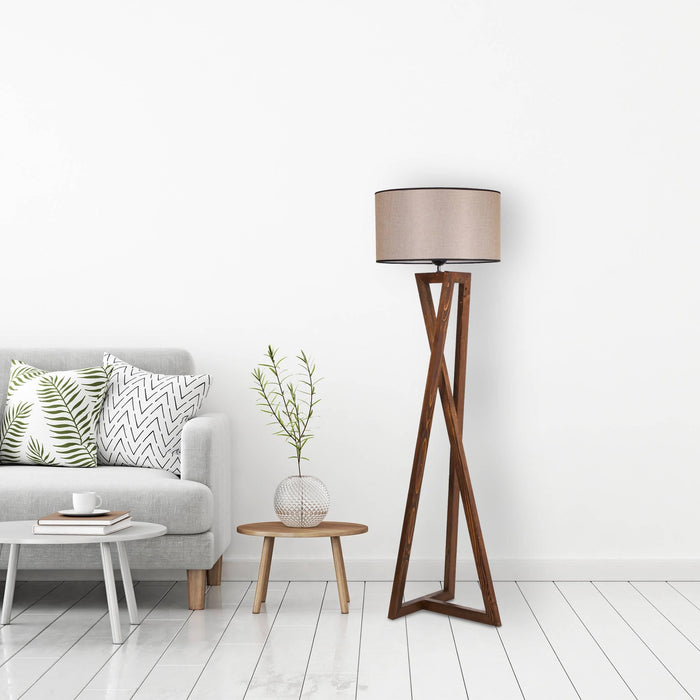 Asir | Vloerlamp | Okkernoot - 45 x 45 x 149 cm