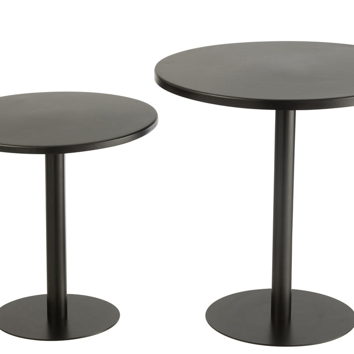 J-Line bijzettafel Rond - metaal - zwart - 2 stuks