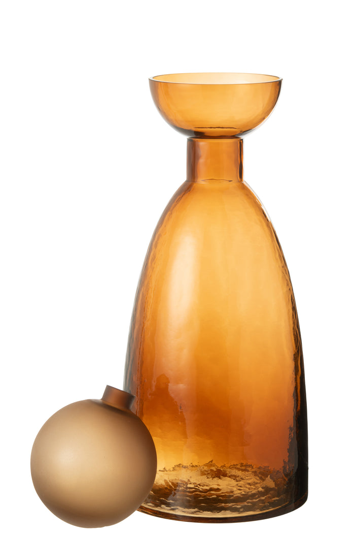 J-Line vaas Fles + Dop Yoko - glas - bruin - large - 43 cm h