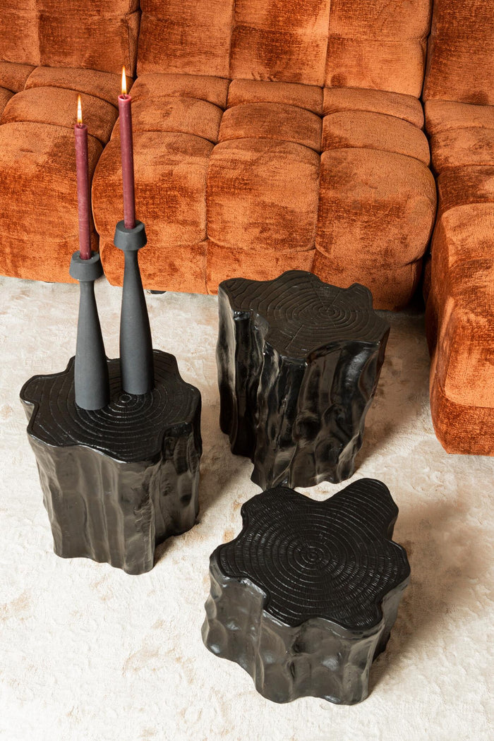 PTMD Fennah Black matt alu sidetable tree wood shape M