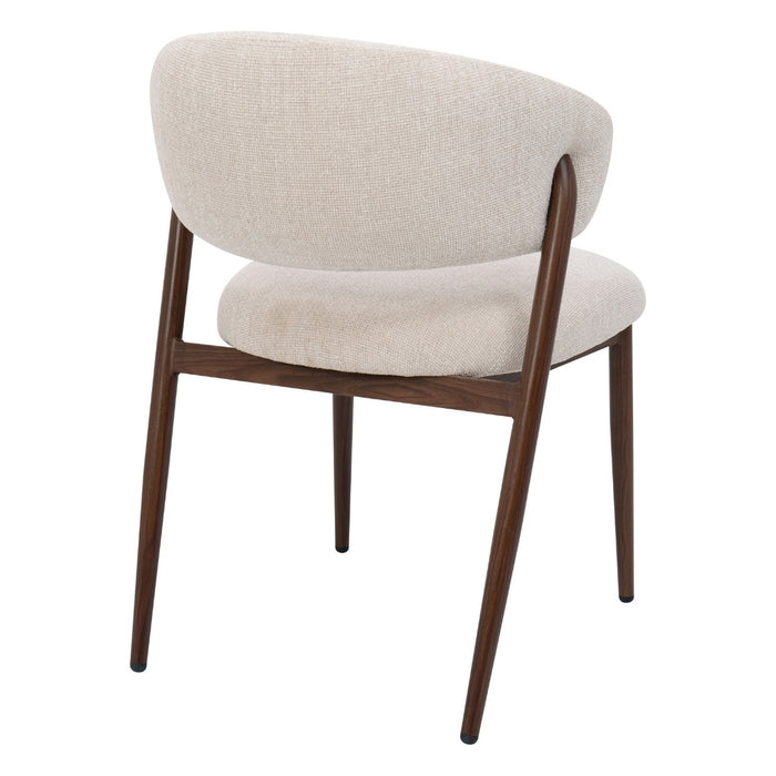 DÉJA Living - Eetkamerstoel - Stof - Beige|Walnoot - Skive - Set van 2