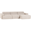 WOOOD Novi Chaise Longue Bank Rechts - Polyester - Naturel Melange