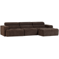 WOOOD Novi Chaise Longue Bank Rechts - Polyester - Donkerbruin Melange