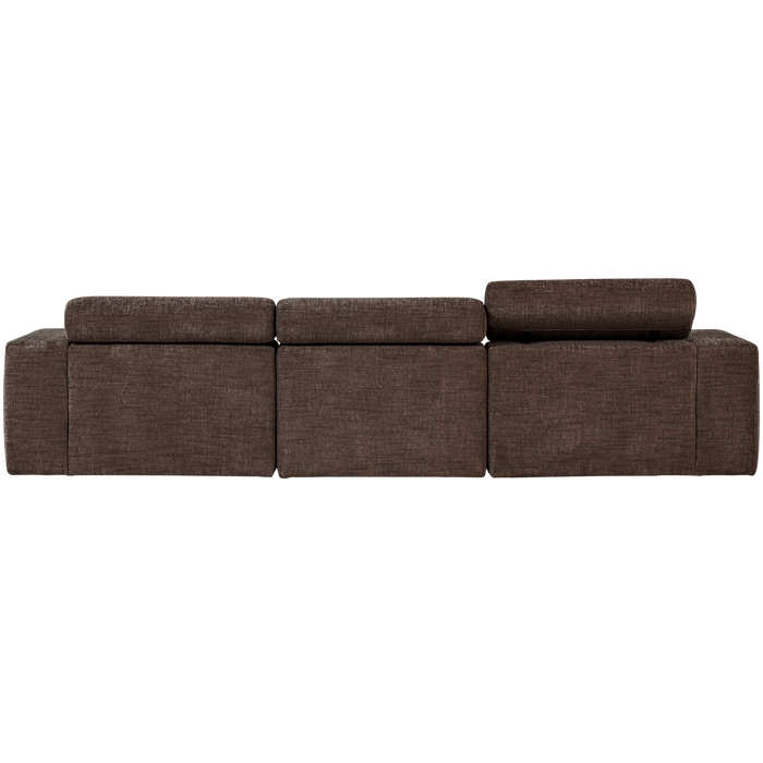 WOOOD Novi Chaise Longue Bank Rechts - Polyester - Donkerbruin Melange