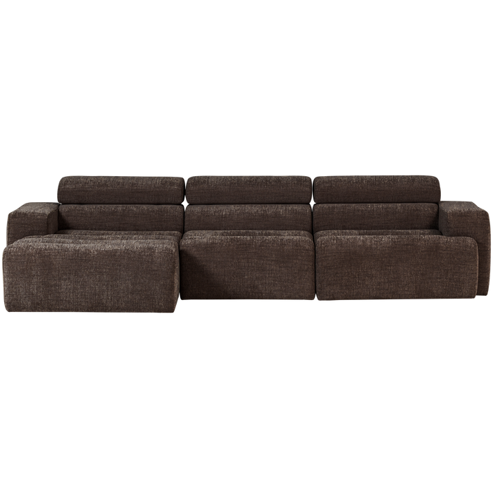 WOOOD Novi Chaise Longue Bank Links - Polyester - Donkerbruin Melange