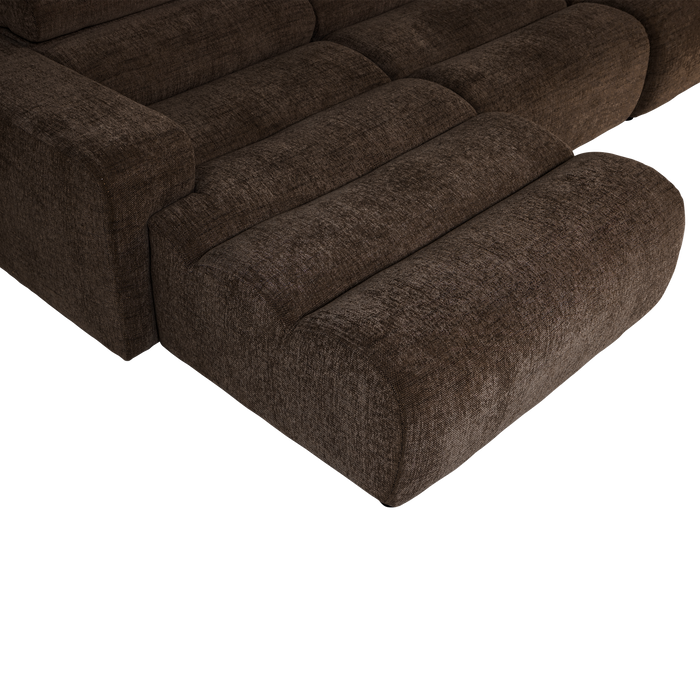 WOOOD Novi Chaise Longue Bank Links - Polyester - Donkerbruin Melange