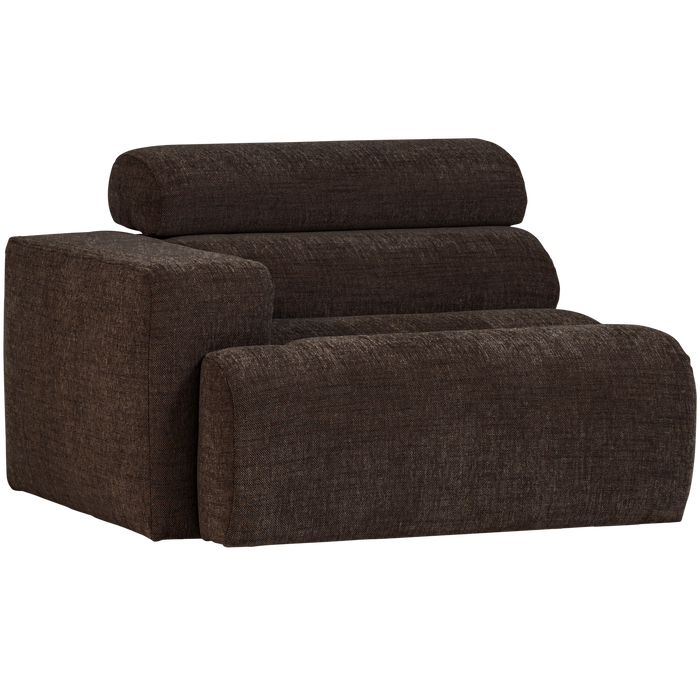 WOOOD Novi 1-Zits Element Bank Arm Links - Polyester - Donkerbruin