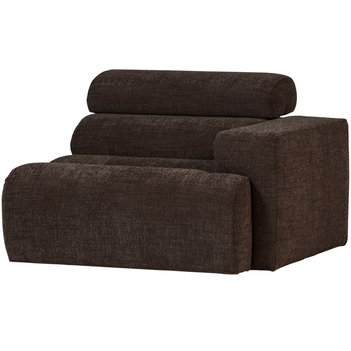 WOOOD Novi 1-Zits Element Bank Arm Rechts - Polyester - Donkerbruin