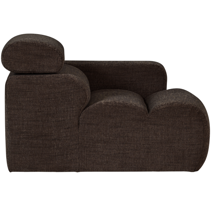 WOOOD Novi 1-Zits Element Bank Arm Rechts - Polyester - Donkerbruin