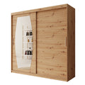 Meubella - Kledingkast Azai - Eiken - 200 cm - Met spiegel