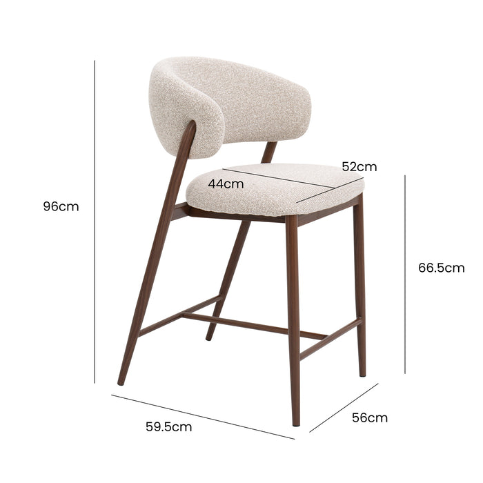 DÉJA Living - Barstoel Zand|Walnoot - 67cm - Skive - Set van 2