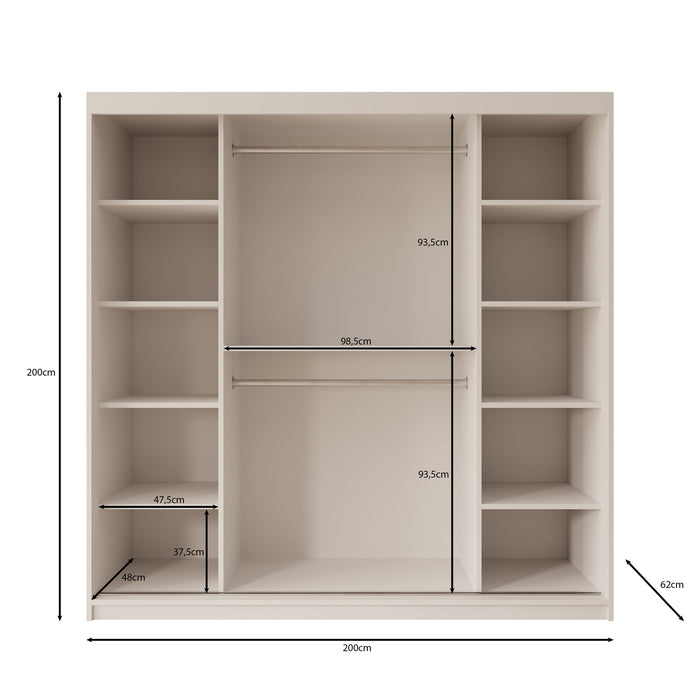 Meubella - Kledingkast Azai - Eiken - 200 cm - Met spiegel