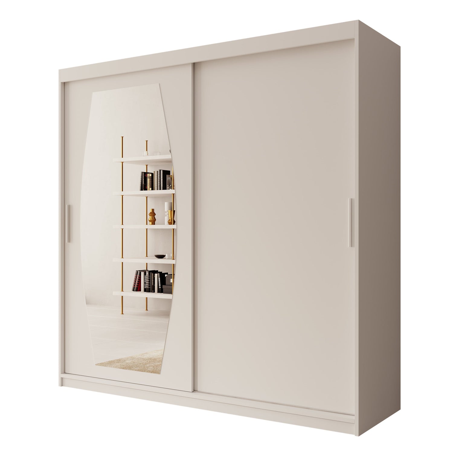 Meubella - Kledingkast Azai - Wit - 200 cm - Met spiegel