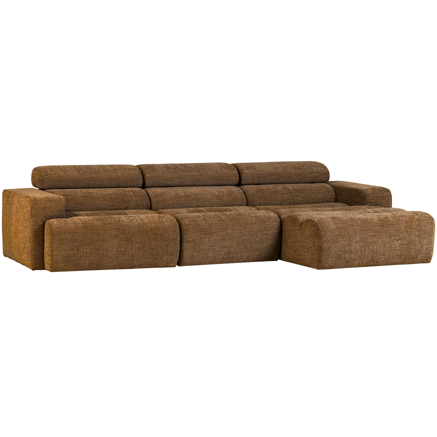 WOOOD Novi Chaise Longue Bank Rechts - Polyester - Karamelbruin