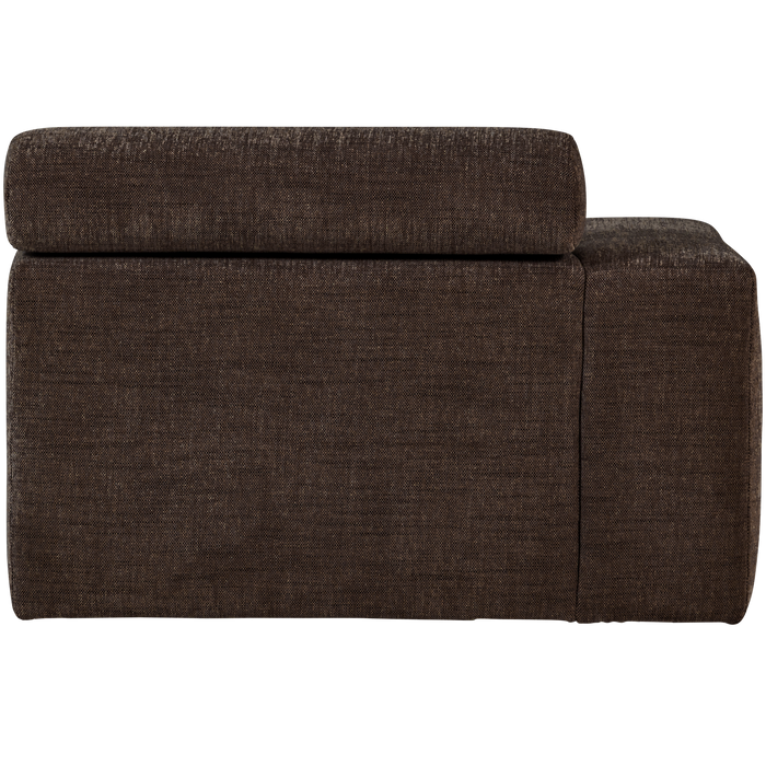 WOOOD Novi Chaise Longue Element Arm Links - PES - Donkerbruin Melange