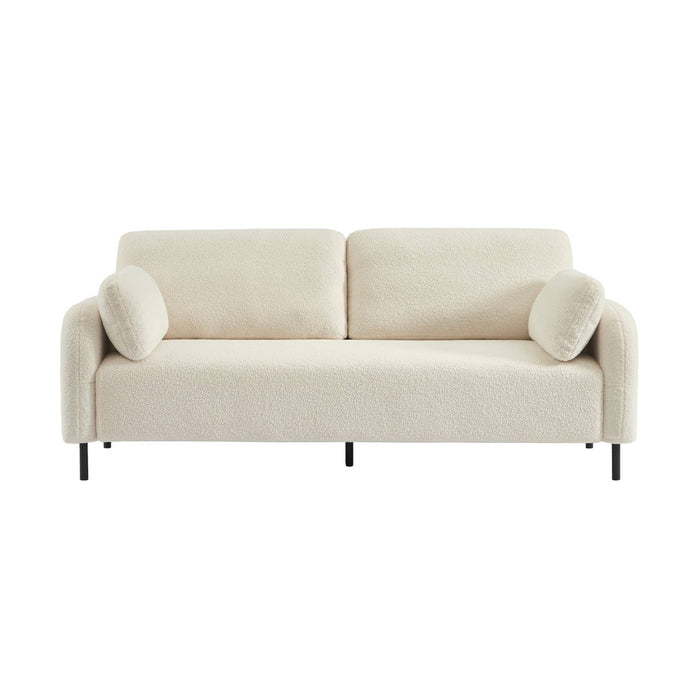 sweeek - 3-zits bank in wit bouclé en metalen onderstel