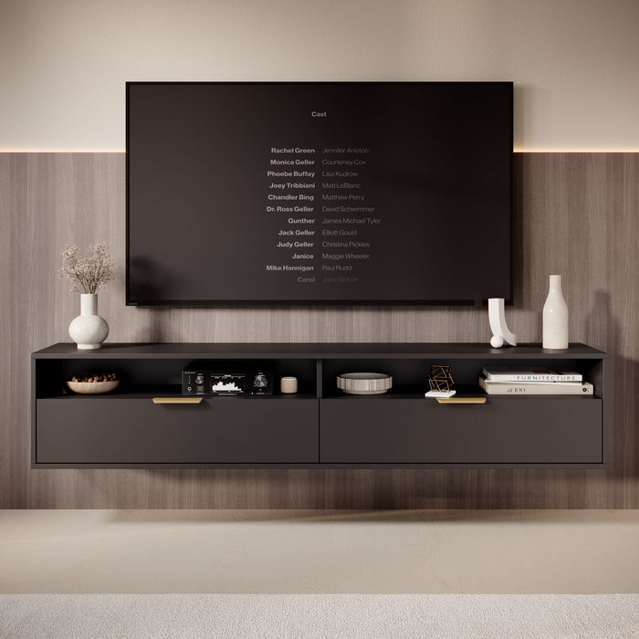Meubella - TV-Meubel Qipp - Zwart - 175 cm