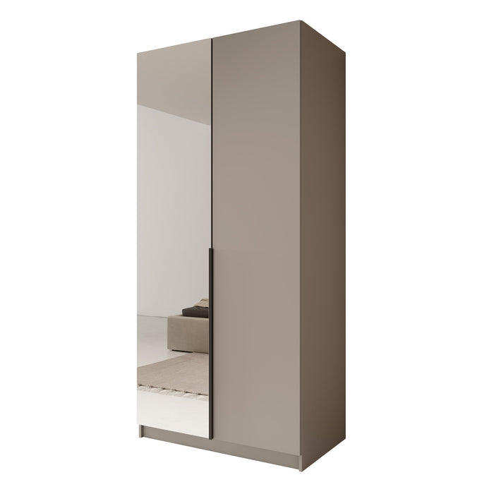 Meubella - Kledingkast Bruno - Beige - 100 cm - Met spiegel