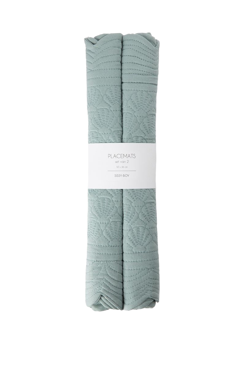 Sissy-Boy Lichtblauwe placemat set met schelpjes-2st.