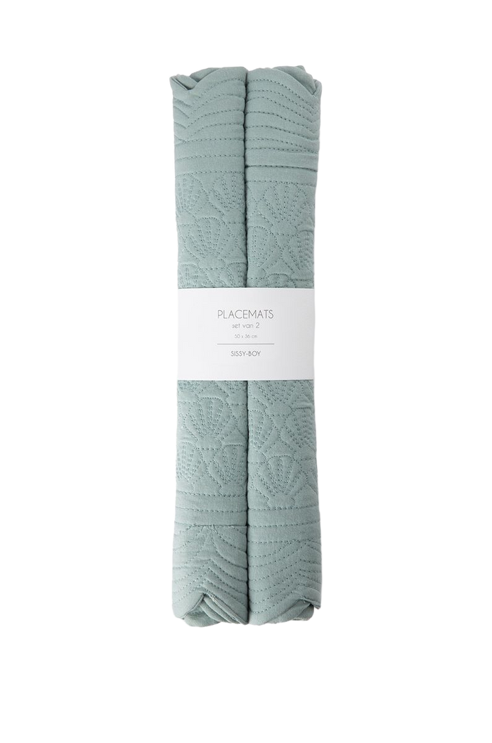 Sissy-Boy Lichtblauwe placemat set met schelpjes-2st.