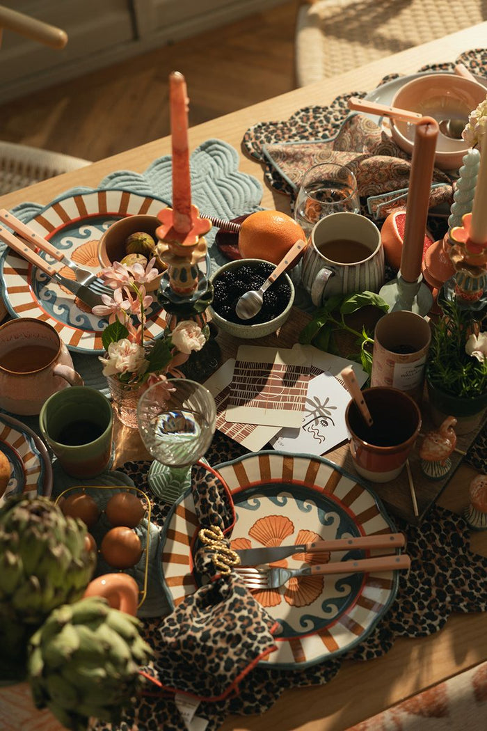 Sissy-Boy Lichtoranje placemat set met hartjes en leopard print-2st.