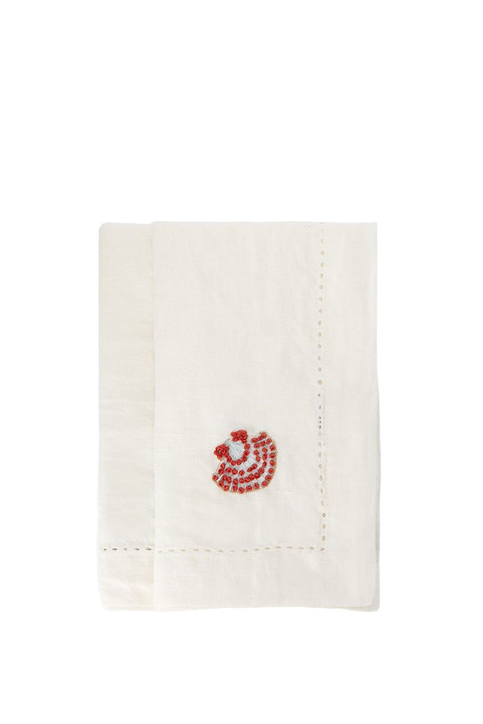 Sissy-Boy Set van 2 witte servetten met schelp-2st.