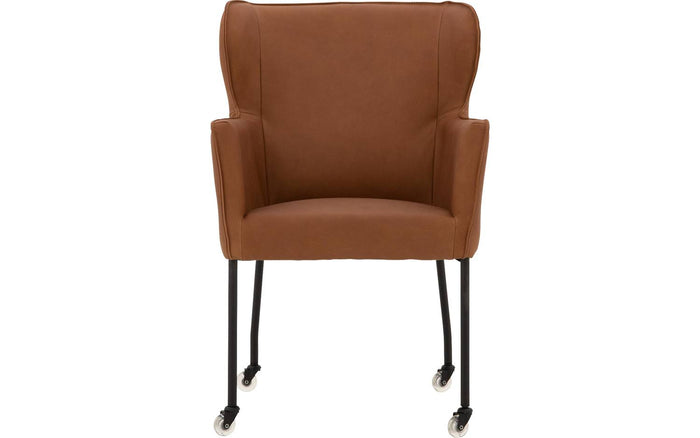 Goossens  Eetkamerstoel Leogang -  Leder met armleuning