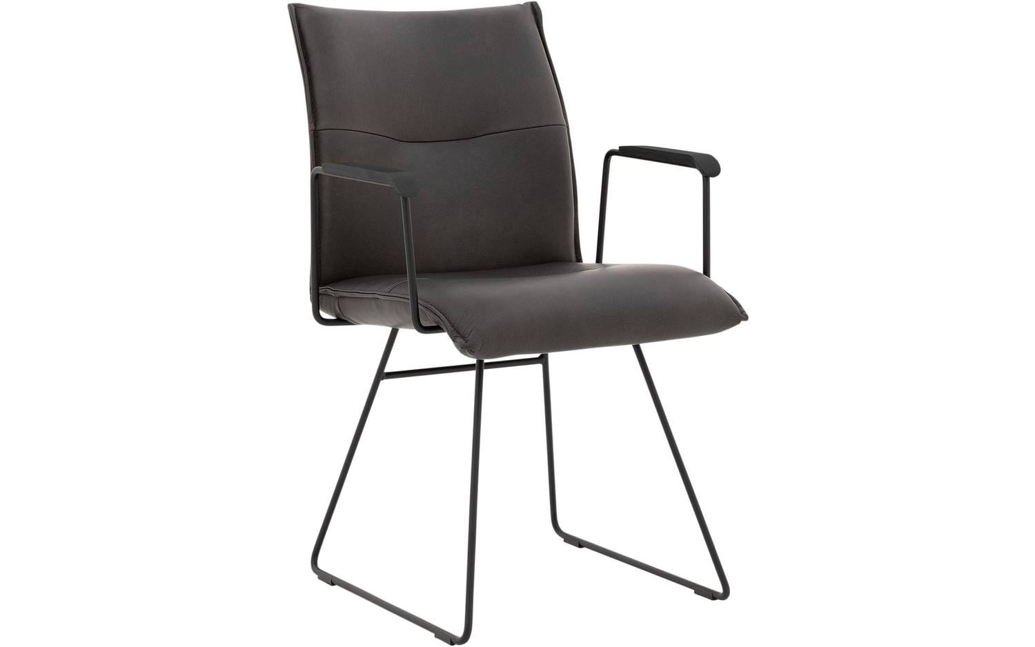 Goossens  Eetkamerstoel Nica, Armleuning met zwart houten armlegger -