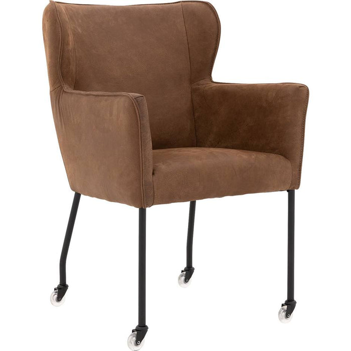 Goossens  Eetkamerstoel Leogang -  Leder met armleuning