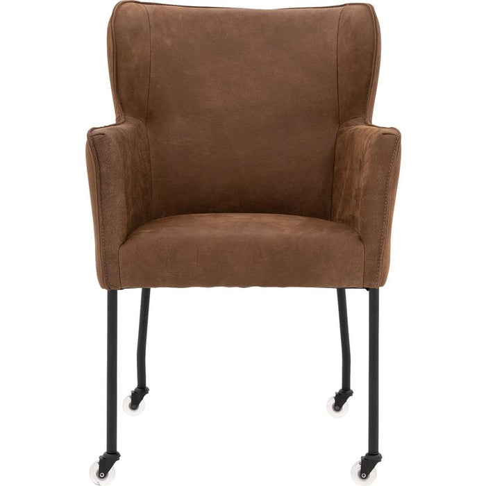 Goossens  Eetkamerstoel Leogang -  Leder met armleuning