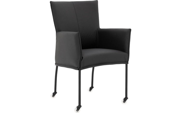 Goossens  Eetkamerstoel Funk -  Leder met armleuning